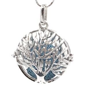 TREE of life‎ essential oil diffuser necklace Rhodium plated twisted chain.